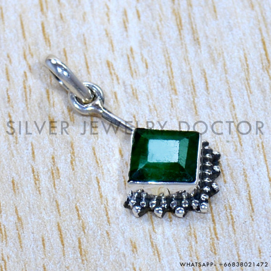 Emerald 925 Sterling Silver Pendant (SJWP-1040)