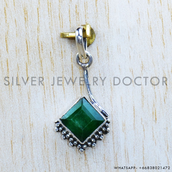 Emerald 925 Sterling Silver Pendant (SJWP-1040)