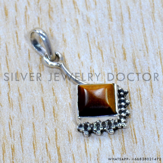 Tiger Eye 925 Sterling Silver Pendant (SJWP-1041)