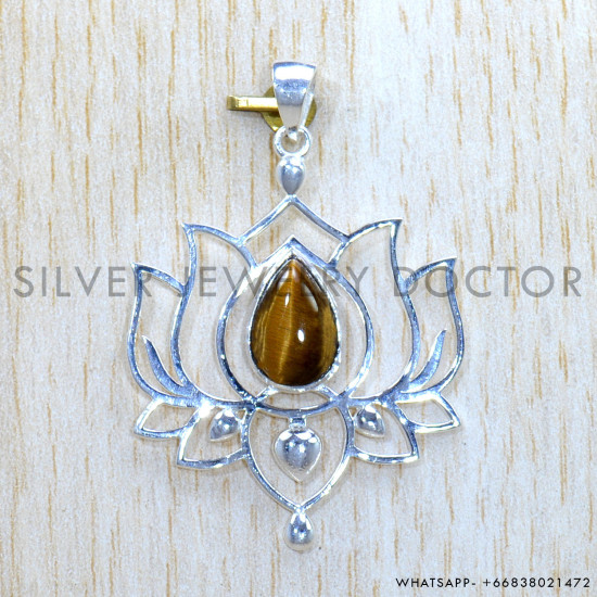 Tiger Eye 925 Sterling Silver Pendant (SJWP-1047)