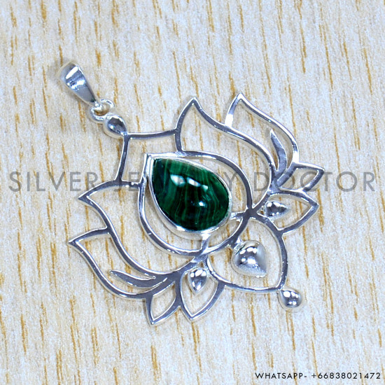 Malachite 925 Sterling Silver Pendant (SJWP-1050)