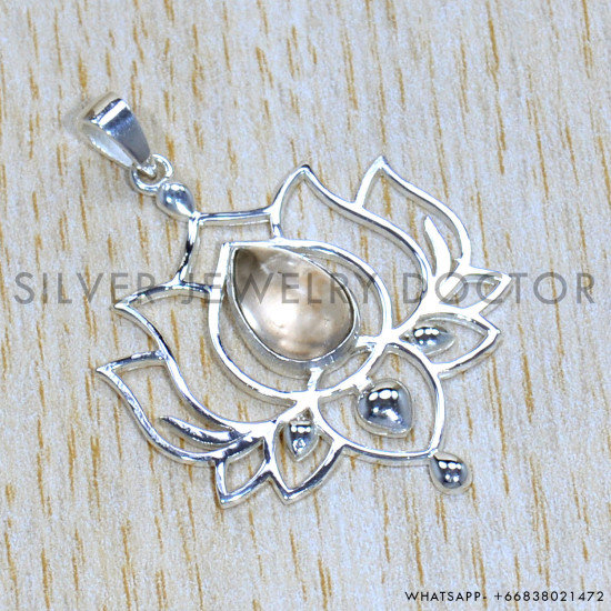 Rose Quartz 925 Sterling Silver Pendant (SJWP-1052)