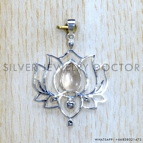 Rose Quartz 925 Sterling Silver Pendant (SJWP-1052)