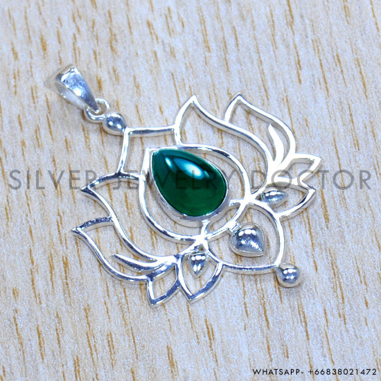 Green Onyx 925 Sterling Silver Pendant (SJWP-1053)