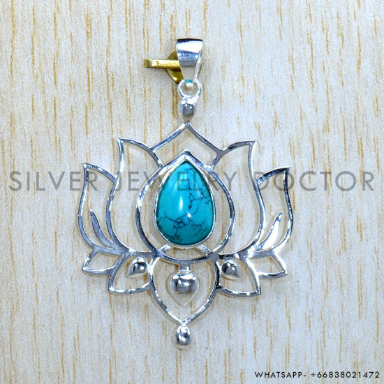 Turquoise 925 Sterling Silver Pendant (SJWP-1054)