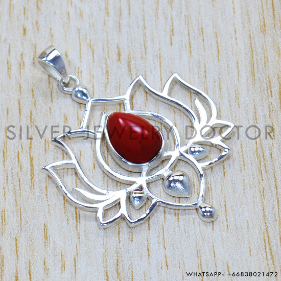 Coral 925 Sterling Silver Pendant (SJWP-1057)