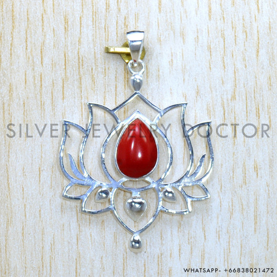 Coral 925 Sterling Silver Pendant (SJWP-1057)