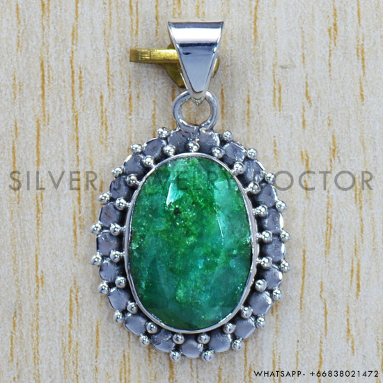 Emerald 925 Sterling Silver Pendant (SJWP-106)