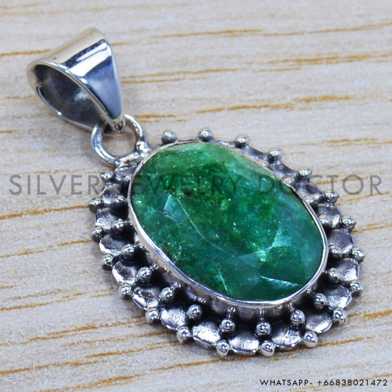 Emerald 925 Sterling Silver Pendant (SJWP-106)