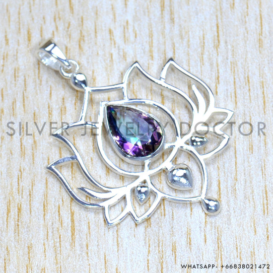 Mystic Topaz 925 Sterling Silver Pendant (SJWP-1060)