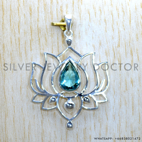 Blue Topaz 925 Sterling Silver Pendant (SJWP-1061)