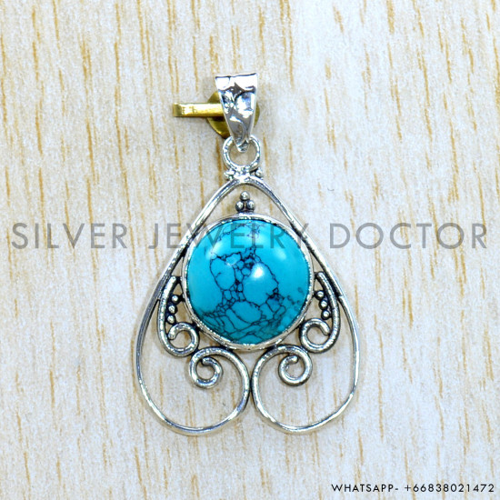 Turquoise 925 Sterling Silver Pendant (SJWP-1065)