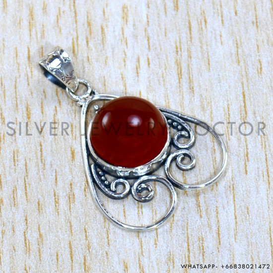 Carnelian 925 Sterling Silver Pendant (SJWP-1067)
