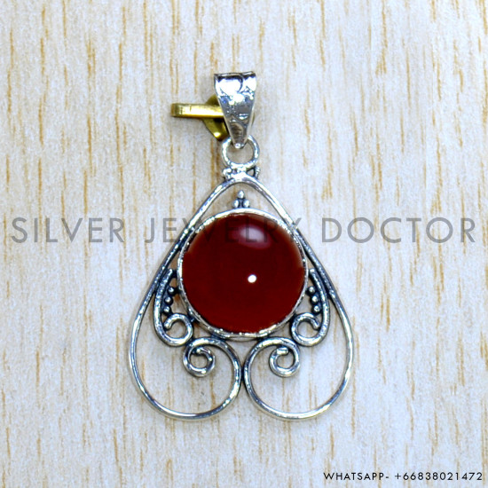 Carnelian 925 Sterling Silver Pendant (SJWP-1067)