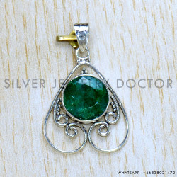 Emerald 925 Sterling Silver Pendant (SJWP-1072)