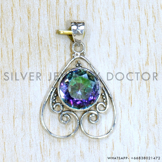 Mystic Topaz 925 Sterling Silver Pendant (SJWP-1077)