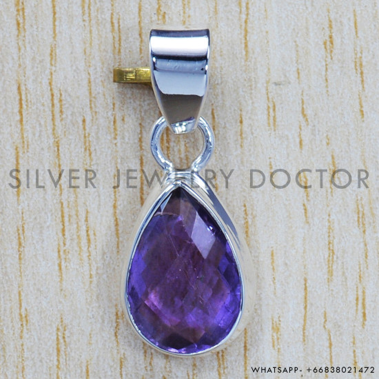 Amethyst 925 Sterling Silver Pendant (SJWP-108)