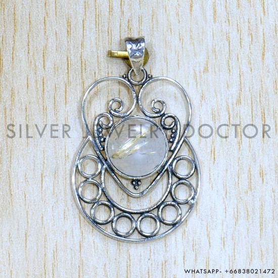 Golden Rutile 925 Sterling Silver Pendant (SJWP-1081)