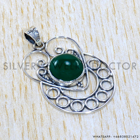 Green Onyx 925 Sterling Silver Pendant (SJWP-1083)