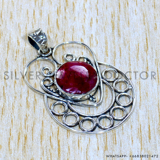 Ruby 925 Sterling Silver Pendant (SJWP-1086)