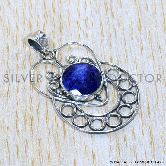 Sapphire 925 Sterling Silver Pendant (SJWP-1088)