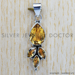 Citrine 925 Sterling Silver Pendant (SJWP-109)