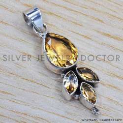 Citrine 925 Sterling Silver Pendant (SJWP-109)