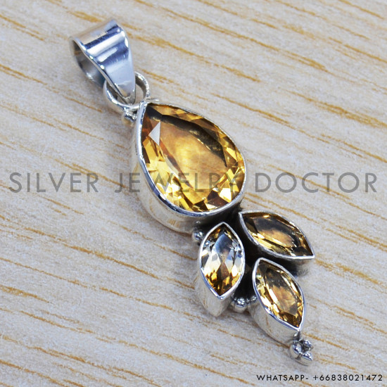 Citrine 925 Sterling Silver Pendant (SJWP-109) Citrine 925 Sterling Silver Pendant (SJWP-109)