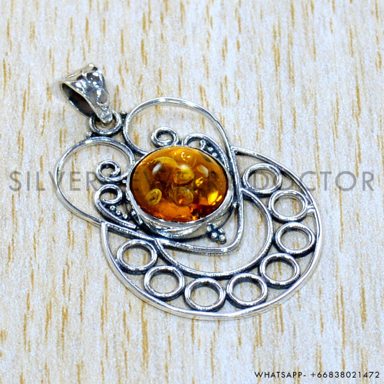 Amber 925 Sterling Silver Pendant (SJWP-1092)