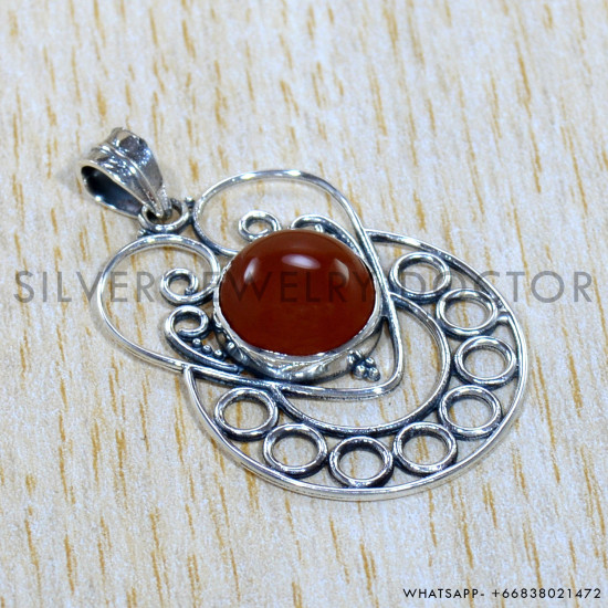 Carnelian 925 Sterling Silver Pendant (SJWP-1093)