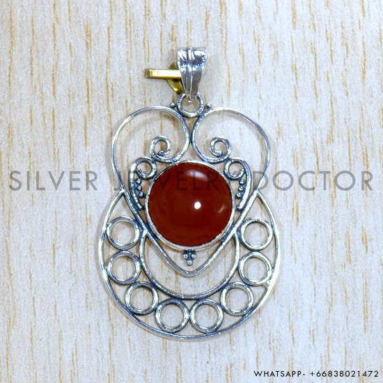 Carnelian 925 Sterling Silver Pendant (SJWP-1093)