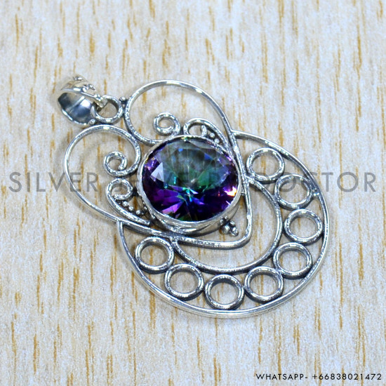 Mystic Topaz 925 Sterling Silver Pendant (SJWP-1096)