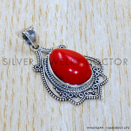 Coral 925 Sterling Silver Pendant (SJWP-1099)