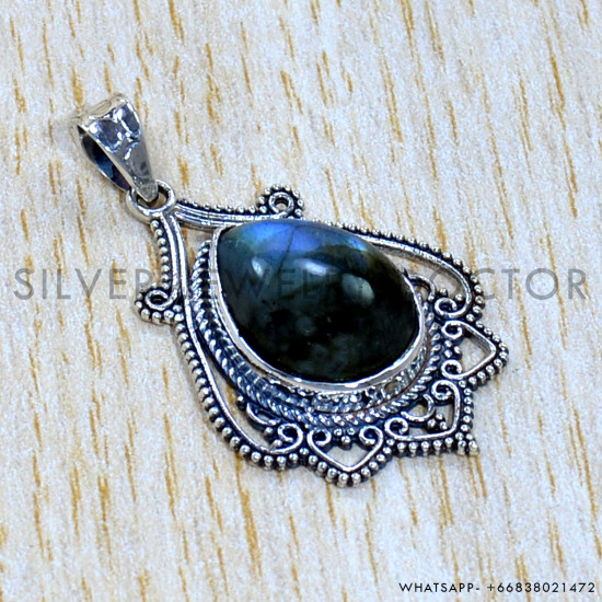 Labradorite 925 Sterling Silver Pendant (SJWP-1100)