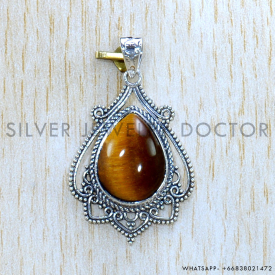 Tiger Eye 925 Sterling Silver Pendant (SJWP-1101)