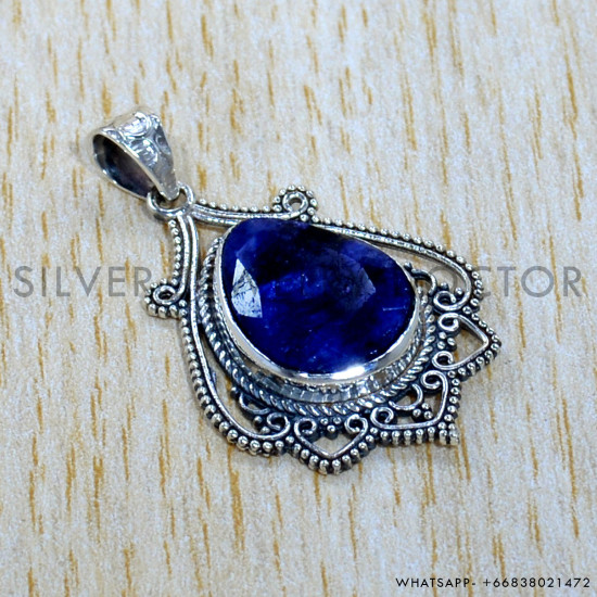 Sapphire 925 Sterling Silver Pendant (SJWP-1102)