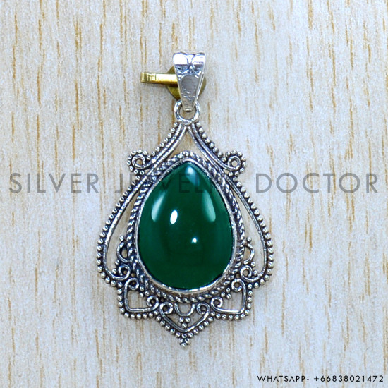 Green Onyx 925 Sterling Silver Pendant (SJWP-1103)