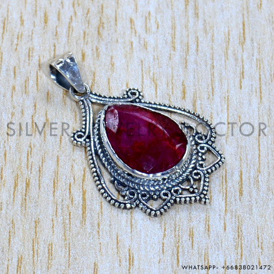 Ruby 925 Sterling Silver Pendant (SJWP-1104)