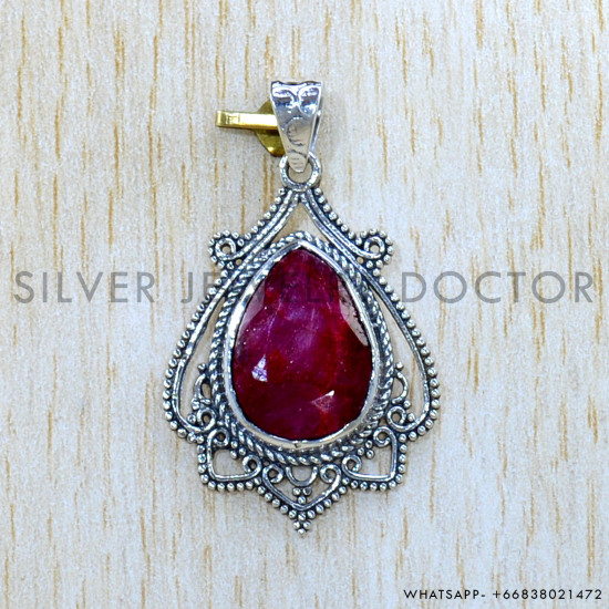 Ruby 925 Sterling Silver Pendant (SJWP-1104)