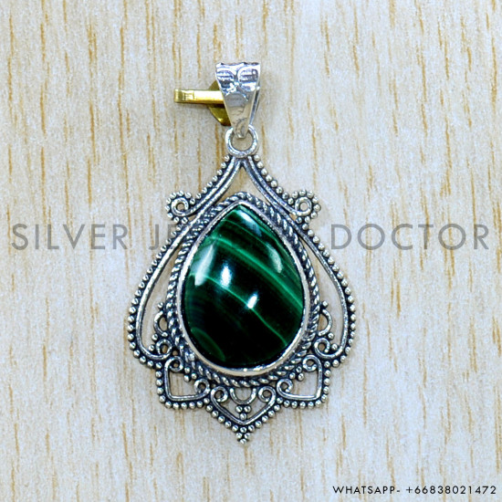 Malachite 925 Sterling Silver Pendant (SJWP-1105)