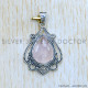 Rose Quartz 925 Sterling Silver Pendant (SJWP-1108)