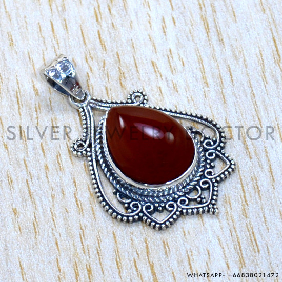 Carnelian 925 Sterling Silver Pendant (SJWP-1109)