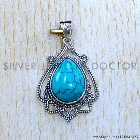 Turquoise 925 Sterling Silver Pendant (SJWP-1110)