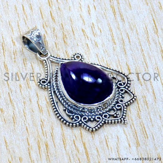 Amethyst 925 Sterling Silver Pendant (SJWP-1111)