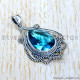 Blue Topaz 925 Sterling Silver Pendant (SJWP-1113)