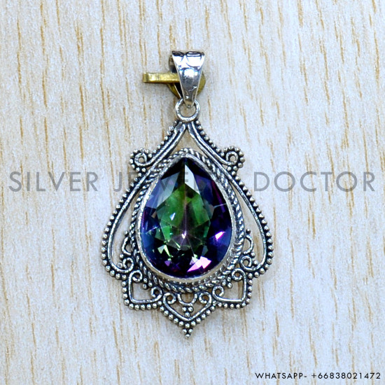 Mystic Topaz 925 Sterling Silver Pendant (SJWP-1114)