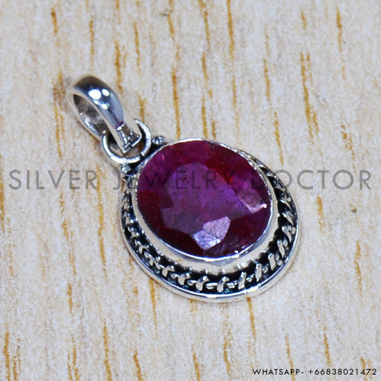Ruby 925 Sterling Silver Pendant (SJWP-1115)