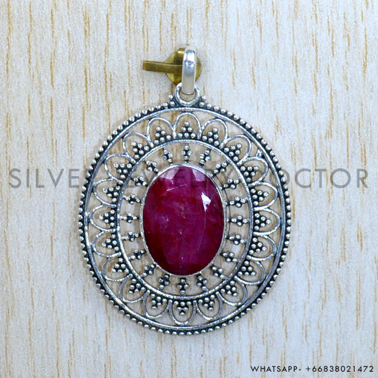Ruby 925 Sterling Silver Pendant (SJWP-1116)