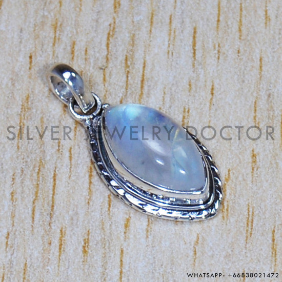 Rainbow Moonstone 925 Sterling Silver Pendant (SJWP-1117)