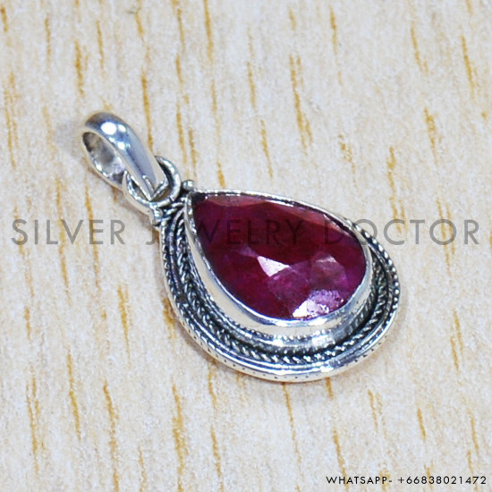 Ruby 925 Sterling Silver Pendant (SJWP-1118)
